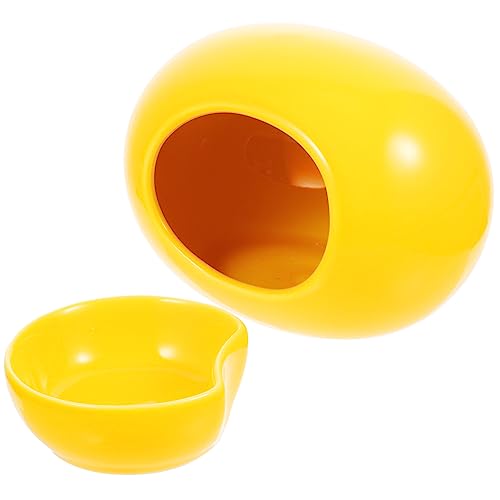 BELLIFFY 1 Satz Hamster Nest aus Keramik Hamsternest Wasserspender für Ratten Futternapf für Hamster Hamsterbett hamsterzubehör Hamster zubehör Igel-Hamster-Nest Haustier Hamsterhaus Yellow von BELLIFFY