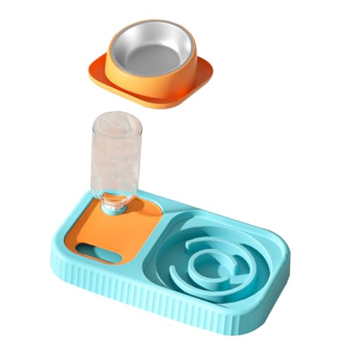 BELLIFFY 1 Satz Katzennapf Haustier-dual-Feeder Wasserspender Schüssel Automatischer Futterspender Für Katzen Katze Fressnapf Automatischer Futterspender Für Hunde Blue Rostfreier Stahl von BELLIFFY