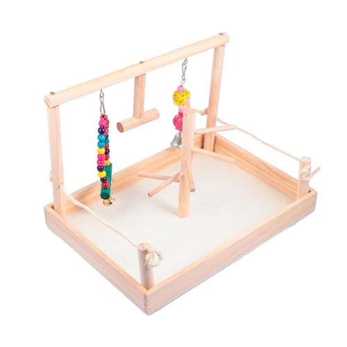 BELLIFFY 1 Satz Lovebird-Spielzeug Schaukelspielzeug Vogel Hängendes Spielzeug Papagei Kletterspielzeug Vogelkäfige Für Nymphensittiche Vogelspielzeug Kauspielzeug Spielzeuge Khaki Hölzern von BELLIFFY