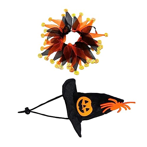 BELLIFFY 1 Satz Mütze Schal Halloweenkostüm Haustier-Katze-Halloween-Dekor Zauberin Hut Halloween Katzenhut Katzenhalsband Dekoration Halloween-Haustierhut Halloween-Katzen-Halstuch Stoff von BELLIFFY