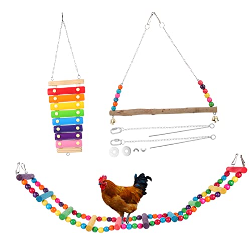 BELLIFFY 1 Satz Papageienfutter-Set Haustierkäfig Futterspender für Küken Haustierzubehör Hühnerstall holzspielzeug holzspielsachen Bird Toys Hühnerschaukel Hühnerkäfig Spielzeug Legierung von BELLIFFY