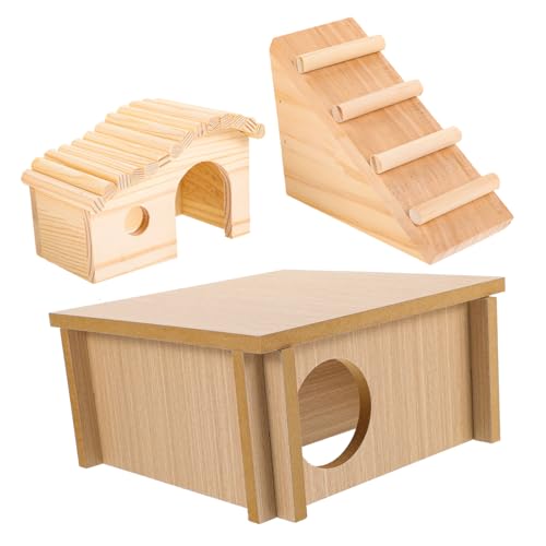 BELLIFFY 1 Satz Plattform Fluchthaus Hamsterspielplatz Hamsterkäfig verstecktes Spielzeug Hamster Spielzeug hamsterspielzeug Kleines Tierhaus aus Holz Trainingsleiter für Haustiere hölzern von BELLIFFY