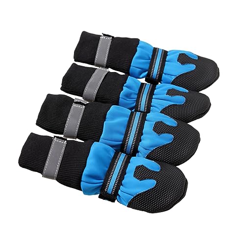 BELLIFFY Hundeschuhe warme Winterstiefel für Hunde Rutschfester Pfotenschutz Bequeme Laufschuhe für Haustiere Stil: Blau M von BELLIFFY