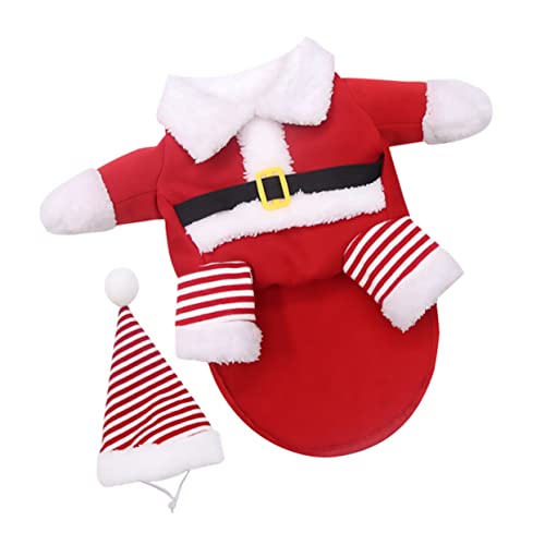 BELLIFFY 1 Set Haustier Hund Weihnachten Biped Kleidung Set Hundeumhang Weihnachtsumhang Hund Weihnachtskostüm Haustierbekleidung Hundekleidung Hundemantel von BELLIFFY