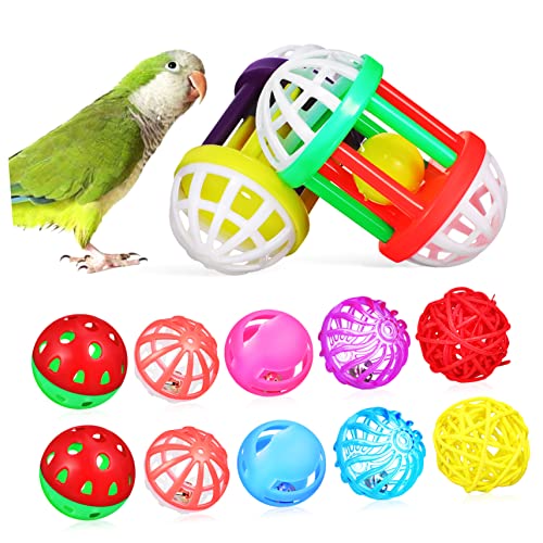 BELLIFFY 12 Stück Vogelspielzeug Ball Futterbälle Sittich Spielzeug Bälle Vogelbälle Vogelspielzeug Vögel Spielen Fitnessstudio Vogelball Spielzeug Futtersuche Kauglocke Papagei Vogelkäfig von BELLIFFY