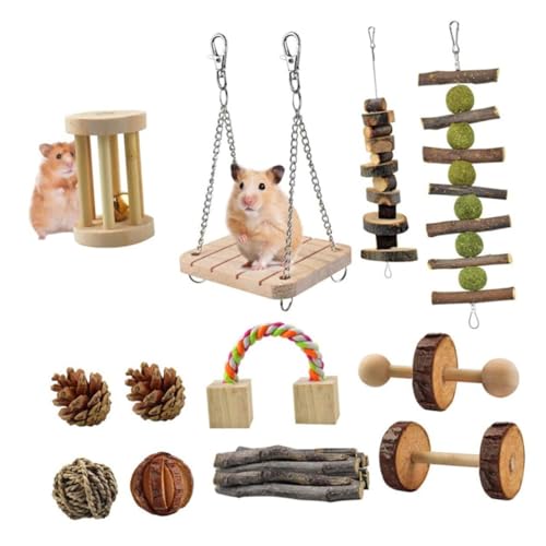 BELLIFFY 12St Hamster Kaninchen Hund bündeln Hängematte Bauernspielzeug Ratten Hamster hamsterspielzeug Hamsterleiter Backenzahnspielzeug für Haustiere hölzern von BELLIFFY