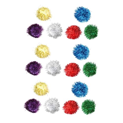 BELLIFFY 18 STK Katzenspielzeug Glitter Ball Lametta Kugeln Glitzerkugeln Für Katzen Kätzchen Funkelnde Bälle Katzen-Teaser-Spielzeug Pom Poms Flauschige Kugeln Bälle Für Katzen Kaschmir von BELLIFFY