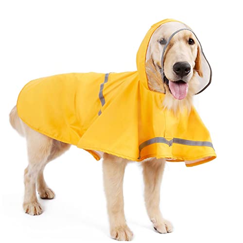 BELLIFFY Hunderegenjacke Haustier-Regenbekleidung wasserdichter Regenmantel für Hunde Hunderegenmantel Haustier-Regentuch Größe L Gelb von BELLIFFY