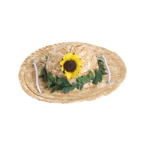 BELLIFFY 1Stk Hut aus Sonnenblumenstroh Hund Strohhut Top-Hat-Kostüm Mini-Sombrero Hund Sombrero hundefressnäpfe hundesofa Sommerstrohhut für Haustiere schöner Haustierstrohhut Baumwollseil von BELLIFFY