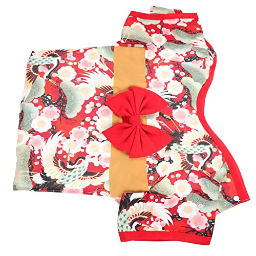 BELLIFFY 1Stk Kleidung für Haustiere Welpenkleidung Kostüm japanisch Haustier-Kimono-Kleid kleine Hundejacke hundemantel Dog Raincoat Dog Clothes Hunde-Kimono Katzen-Kimono Stoff rot von BELLIFFY