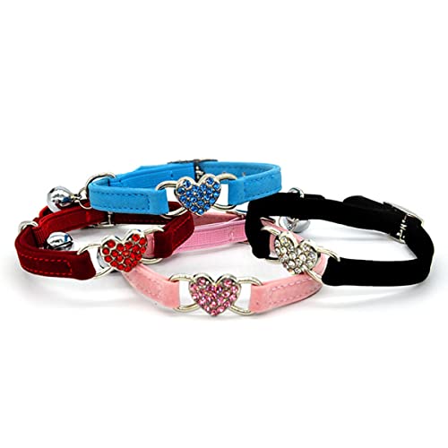 BELLIFFY 1Stk verstellbares Katzenhalsband Mehrfarbige Welpenhalsbänder Herz Strass Welpen Katzenhalsbänder Katzenhalsbandseil Kleine Hundehalsbänder Katzenkette aus Strass Blue von BELLIFFY