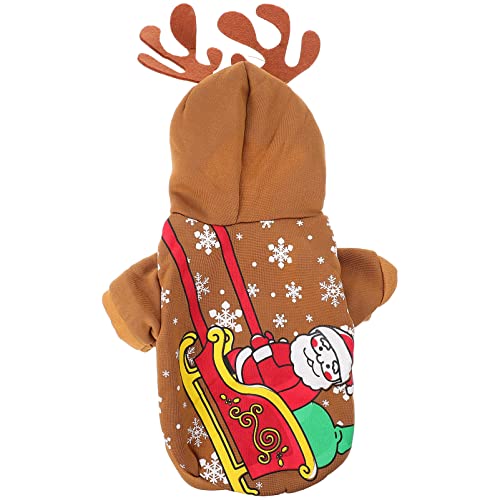 BELLIFFY 1stk Hundeweihnachtskleidung Feiertags-hundepullover Winterkleidung Hundepullover Klein Weihnachtsfeier Liefert Weihnachtsoutfit Für Hunde Brown Stoff von BELLIFFY