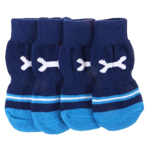 BELLIFFY 2 Paar Haustier socken Hundesocken aus Baumwolle wintersocken aus Baumwolle Welpenbedarf socken für hundepfoten Dog Socks Haustierzubehör tragbare Baumwollsocken Hundezubehör Navy von BELLIFFY