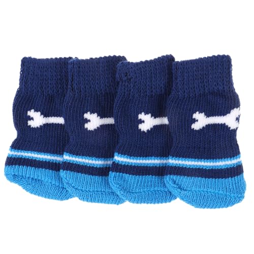 BELLIFFY 2 Paar Haustier socken austauschbare Hundesocken Welpenbedarf Chihuahua socken Dog Socks hundeschuh Haustierzubehör Tragbare Hundepfotenschützer Tragbare Hundesocken Baumwolle Navy von BELLIFFY