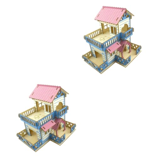 BELLIFFY 2 STK Hamster Doppel Villa Doppelschichtiges Hamsterhaus Villa Für Hamster Igelhaus Hamsterspielplatz Kleines Haustierhaus Kleine Haustiertreppe Zweistöckiges Hamsterhaus Hölzern von BELLIFFY