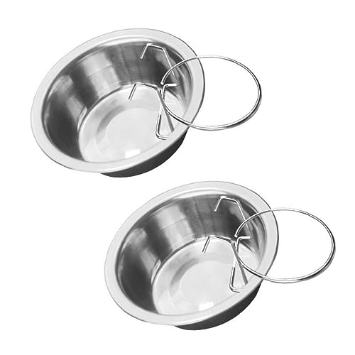 BELLIFFY 2 Sätze Hängender Hundenapf Haustierkäfig Käfig Wassernapf Hängeschale Für Haustier Welpenfutter Hundenapf Mit Haken Käfig Futternapf Hasenkäfige Coop-Tasse Rostfreier Stahl Silver von BELLIFFY