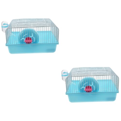 BELLIFFY 2 Sätze Hamsterkäfig Meerschweinchen Lebensraum Kleines Tierheim Tragbare Haustiertrage Hamster-reisekäfig Hamsterfall Haustierkäfig Im Freien Tiny House-Accessoires Blue Plastik von BELLIFFY