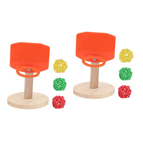 BELLIFFY 2 Sätze Spielzeug zum Schießen von Vögeln Vogelerziehungsspielzeug Mini-Basketbälle Bird Toys Vogeltrainingsspielzeug Vogel-Basketballkorb Basketballständer für Haustiere hölzern von BELLIFFY