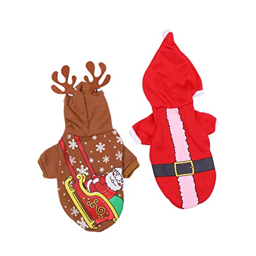 BELLIFFY 2 Sets Weihnachts Haustier Kleidung Warmer Mantel Für Hunde Weihnachts Katzenkostüm Weihnachts Haustierbekleidung Warme Mäntel Für Katzen Weihnachten Weihnachtsmann Cosplay von BELLIFFY