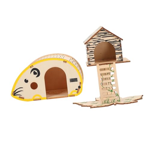 BELLIFFY Hamster Spielzeug 2pcs Holz Tier Haustier Spielset Haustier Zubehör Komfortable von BELLIFFY