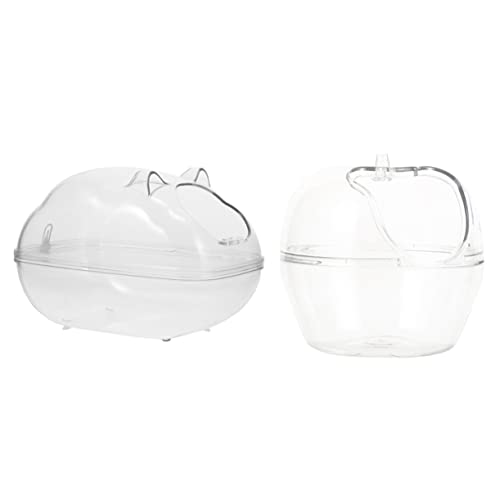 BELLIFFY 2st Hamsterbad Hamsterkäfig Badezimmer Meerschweinchen Badehaus Hasenstreu Kleines Tierbad Hamster-sandzimmer Sandbad Hamster Sandtoilette Hamster Badewannen Plastik Transparent von BELLIFFY