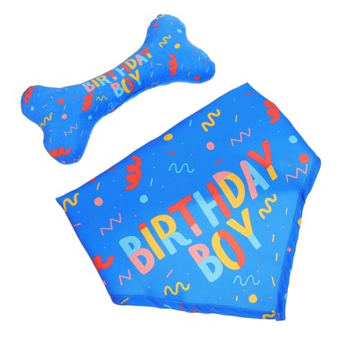 BELLIFFY 2st Haustier Geburtstag Anzug Bandana-Kragen Für Haustiere Welpen-Bandanas Dreieckiger Hundeschal Haustierschals Hunde Hundebandana Geburtstag Kauspielzeug Hundehalstuch Stoff Blue von BELLIFFY