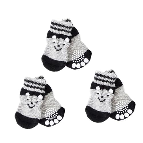 BELLIFFY 3 Paare Hundeschuh Socken Outdoor-socken rutschfeste Stiefeletten Für Hunde Verstellbare Pfote Für Haustiere Traktionskontrolle Socken Hundesocken Für Thermische Socken Baumwolle von BELLIFFY