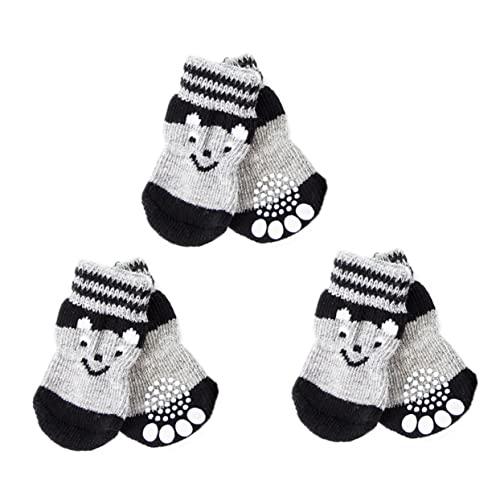 BELLIFFY 3 Paare hundeschuh socken Anti-Welpen-Socken Hundesocken für Paws pfotenschutz Schuhe für hundepfoten rutschfeste Socken sockenschuhe Haustiersocken Hund warme socken Baumwolle von BELLIFFY