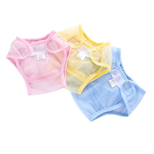 BELLIFFY 3pcs Mesh Cloth Windelhülle Waschbarer Windelhalter Atmungsaktive Windel Pee Übungshose Trainingshöschen Pink Gelb Blau (größe 80) von BELLIFFY