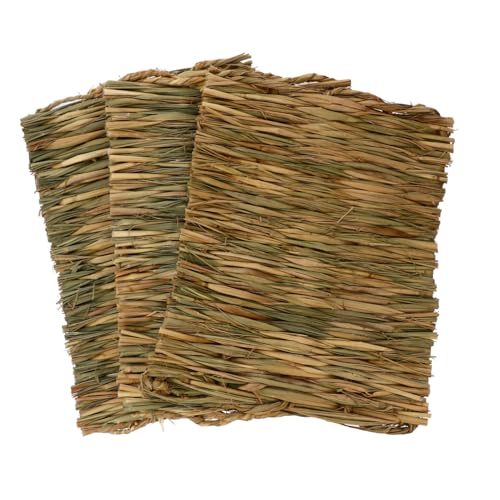 BELLIFFY Gras-Nistunterlage Kaninchen-Grasmatte Bequeme Bettunterlage für Kleintiere 3er-Pack Grasteppich für Kaninchen und Häschen von BELLIFFY