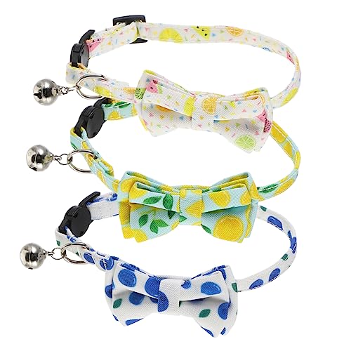 BELLIFFY Verstellbares Katzenhalsband mit Fliege für Haustiere Katzenhalsband mit Obstmotiv Hundehalsband Heimtierbedarf 3er-Pack von BELLIFFY