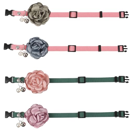 BELLIFFY 4 Stück Blumenhalsband für Haustiere Pendel Halskette Hundehalsband mit Blumen Katzenhalsband mit Blumenanhänger Handgefertigtes Haustierhalsband welpen Katze Halskette von BELLIFFY