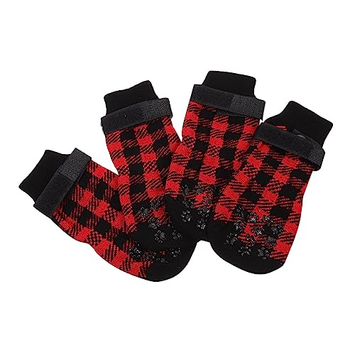 BELLIFFY 4 Stück Haustier Socken Weihnachtshaustiersocken Warme Hundesocken Warme Haustiersocken Kleine Hunde Socken Weich Boden Hundepfotenschutz Hundepfotenstrümpfe Reine Baumwolle von BELLIFFY