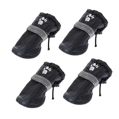 BELLIFFY 4 Stück Haustier wasserdichte Schuhe Regenschuhe Haustierstiefel Haustier Hund Fußschutz pfotenschutz für Hunde hundeschuhe Haustierschuhe rutschfeste Regenschuhe für Welpen Black von BELLIFFY