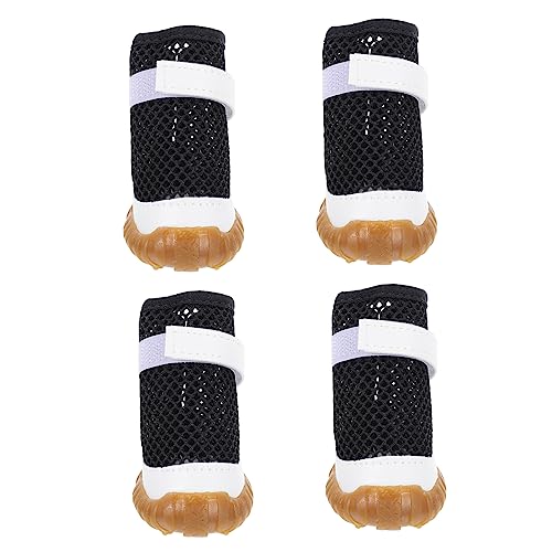 BELLIFFY Hundeschuhe Mesh Atmungsaktive Welpenschuhe Hohle Hundeschuhe Nicht Für Haustiere Geeignet Stilvolles Haustier 4er-Pack Schwarz von BELLIFFY