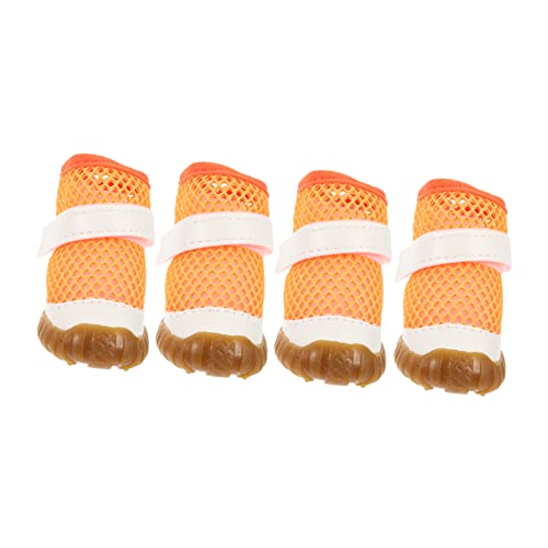 BELLIFFY Haustier-hundeschuhe 3er-Pack Dekorative Hundestiefel Aus Netzstoff Orange Größe 3 Für Verschleißfeste Haustierschuhe von BELLIFFY