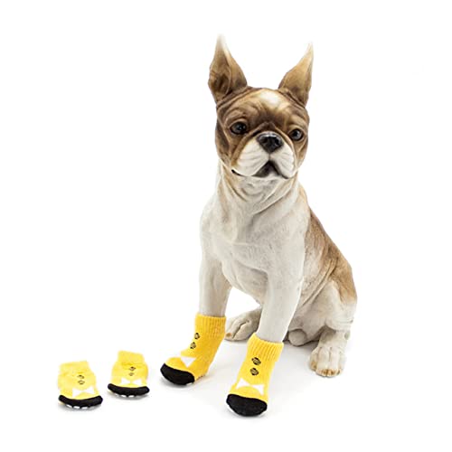 BELLIFFY Hundesocken 4er-Pack Haustier-Baumwollsocken für Hunde rutschfeste Hundeschuhe Größe Bequem rutschfest von BELLIFFY