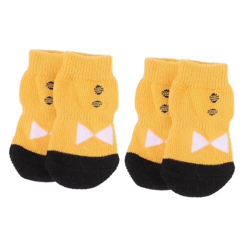 BELLIFFY 4 Stück Hundesocken pet Supplies hundepflege Dog Shoes Hundepfoten-Socken Hundepfotenpflege Baumwollsocken für Haustiere Hundepfotenschutz Welpe sockenschuhe Haustiersocken Yellow von BELLIFFY