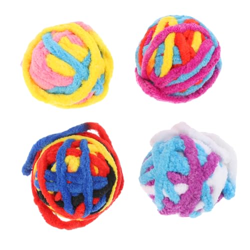 BELLIFFY 4 Stück Katzenspielzeugball Kätzchen Interaktives Spielzeug Pet Bälle Spielzeug Katzentraining Katze Spielt Bälle Selbstgemachtes Katzenspielzeug Katzenseilbälle Polyester von BELLIFFY