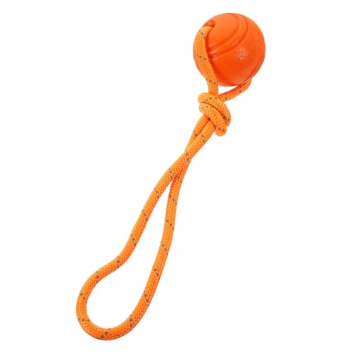 BELLIFFY 4 Stück Spielen Sie Mit Dem Ball Kauspielzeug Tierisches Spielzeug Schlepper Spielzeug Kätzchen Zubehör Interaktives Welpenspielzeug Trainingsball Für Welpen Hundeseil Gummi Orange von BELLIFFY