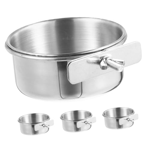 BELLIFFY Papagei Edelstahl Feeder 4 Pcs Vogel Wasser Lebensmittel Tasse Abnehmbare Schalen Anti-Kauen für Ziervögel von BELLIFFY