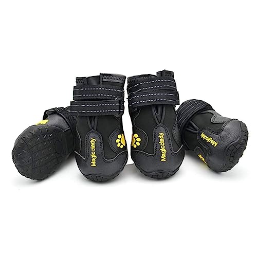 BELLIFFY 4er Set Winter Hundeschuhe Für Hunde Größe 2 wasserdichte Anti Rutsch Pfotenschutz Boots Für Kleine Und Mittelgroße Hunde Schwarze Hundeschuhe Für Den Schnee von BELLIFFY