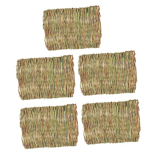 BELLIFFY 5st Bettwäsche Haustierbett Aus Gewebtem Gras Kauspielzeugbett Für Kaninchen Grasmatte Für Kaninchen Gewebte Unterlage Für Kaninchen Gewebtes Bett Grasmatte Einstreu Hasengrasmatte von BELLIFFY