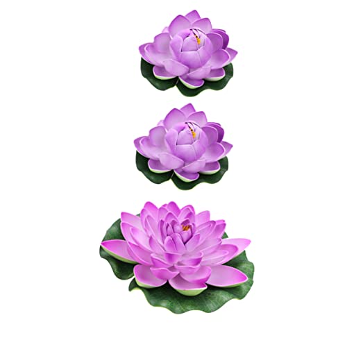 BELLIFFY 6pcs Simulation Lotus Lilies Decor Künstliche Plastik Seerose Teich Brunnen Dekoration Wasser Landschaftsbau Dekoration Für Teichhaus (Amaranth 4pcs Größe M + 2pcs Größe L) von BELLIFFY