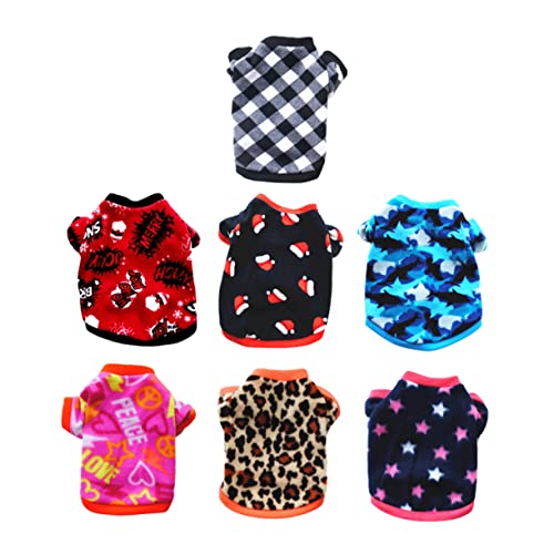 BELLIFFY 7st Haustier Warmer Pullover Weihnachtspullover Für Haustiere Weihnachtsoutfit Für Hunde Winterjacken Hundepullover Für Kleine Hunde Weihnachtskätzchen Haustier-hundekleidung Vlies von BELLIFFY