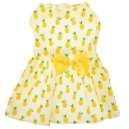 BELLIFFY Ananas-Haustier-Kleid Hundekleidung Für Kleine Hunde Welpenkleidung Für Mädchen Hawaiianische Kleidung Sommerkleidung Für Hunde Hawaii-Outfits Kleid Mit Hawaii-Print Polyester von BELLIFFY