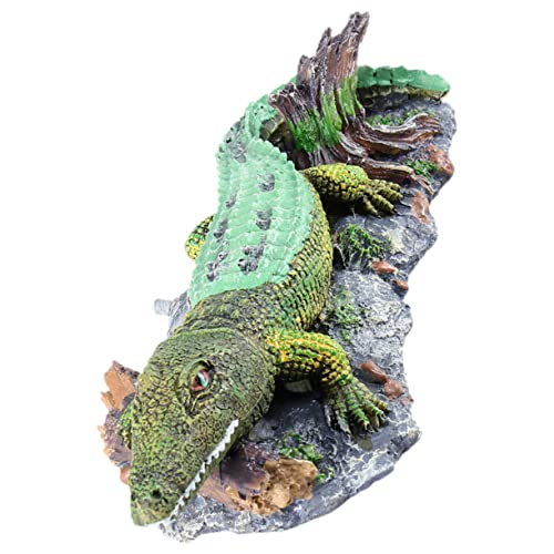 BELLIFFY Aquarium-Alligator-Ornament dekoratives Krokodil Aquarium- Aquarium-Krokodil- Luftblasen Dekoration Aquarium Aquarium-Krokodil-Ornament Aquarium Landschaftsbau Harz von BELLIFFY