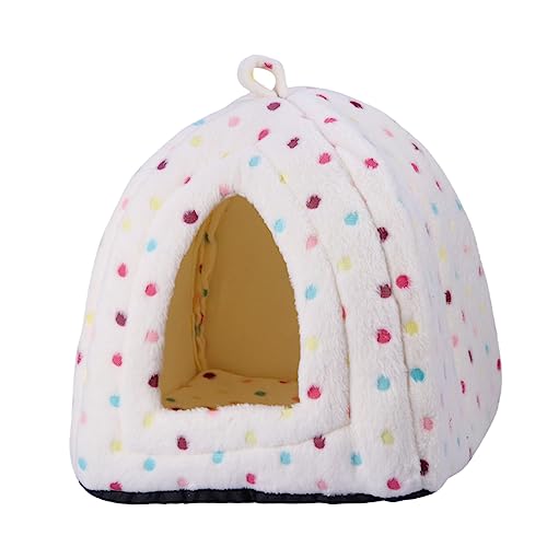 BELLIFFY Mittelgroßes Haustierbett Hundehütte Bequemer Warmer Schlafsack Zeltstil Haustierhöhle für Katzen und Hunde Beige von BELLIFFY