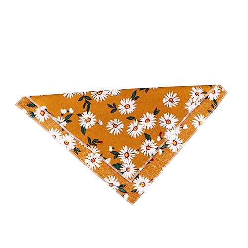 BELLIFFY Dreieckstuch Für Haustiere Hundehalstücher Hunde-dreieck-lätzchen Hundebox-Matte, Hundekleider Für Kleine Hunde Blumenschal Für Haustiere Blumenwelpenbandanas Orange Baumwolle von BELLIFFY