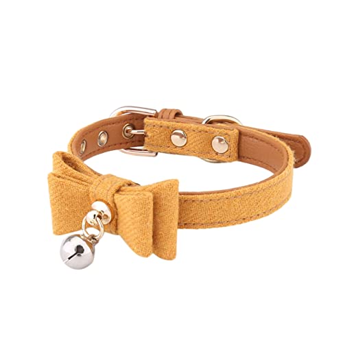 BELLIFFY Elegantes Hundehalsband aus Filz Glocke Katzenhalsband Halsring weiches Material für Haustiere modische Schleife Glocke gelb Foto-Requisite von BELLIFFY